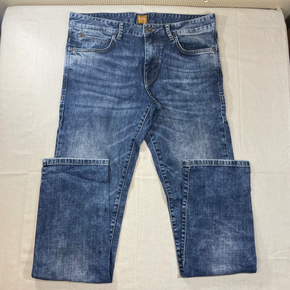 Hugo Boss Orange Mens Straight Leg Jeans Blue Medium Wash Stretch Denim 32x32